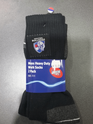 Western Bulldogs Mens Heavy Duty Work Socks 2 Pack