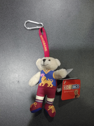 Brisbane Lions Bear Teddy Bag Tag Clip Plush