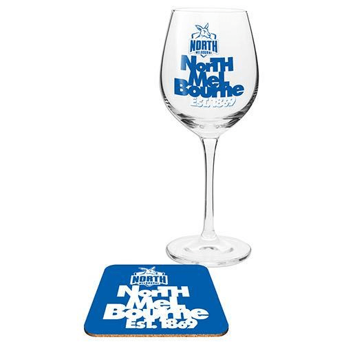 North Melbourne Kangaroos Wine Glass and Coaster Gift Pack