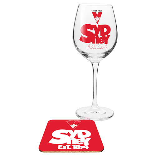 Sydney Swans Wine Glass and Coaster Gift Pack