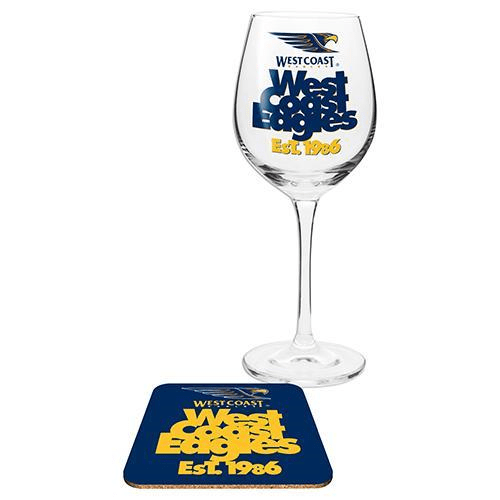 Westcoast Eagles Wine Glass and Coaster Gift Pack