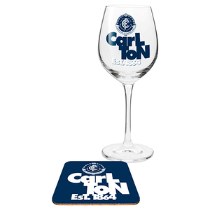 Carlton Blues Wine Glass and Coaster Gift Pack