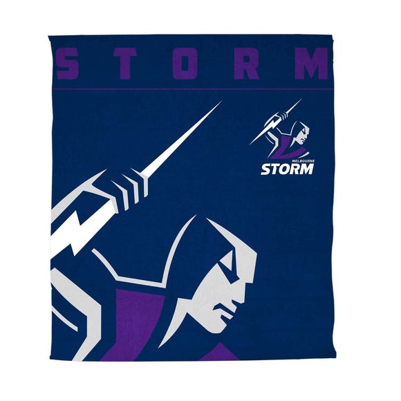 Melbourne Storm Fleece Throw Rug New Logo